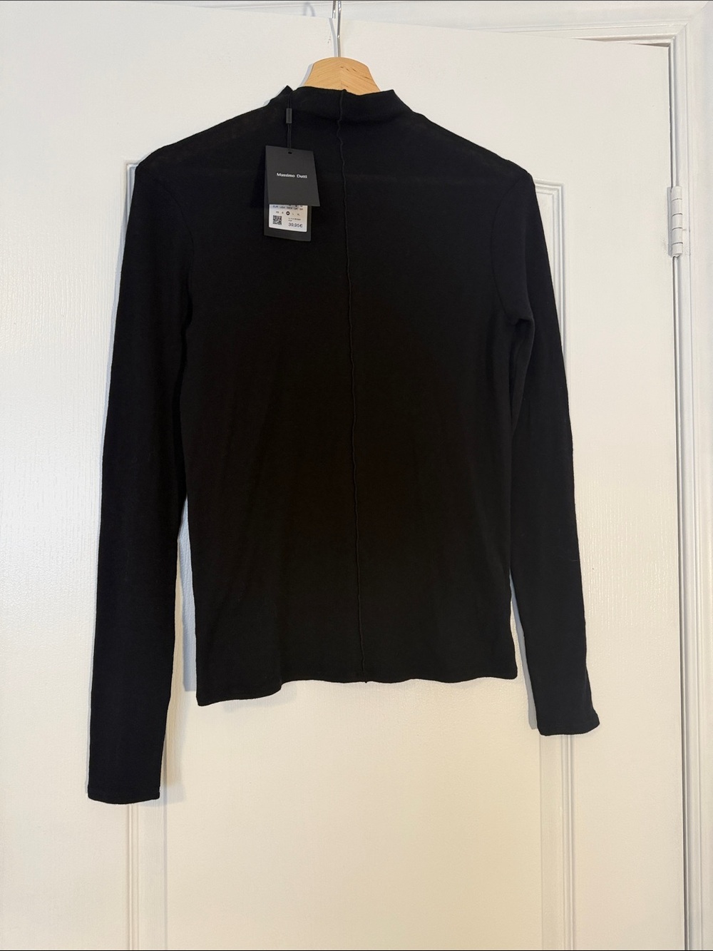 Massimo Dutti Black Long Sleeve Mock Neck Top NEW size M